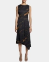 Santorelli Maddy Sleeveless Multipanel Asymmetric Dress In Black