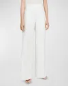 Santorelli Maggie High-rise Cotton Poplin Pants In Ivory