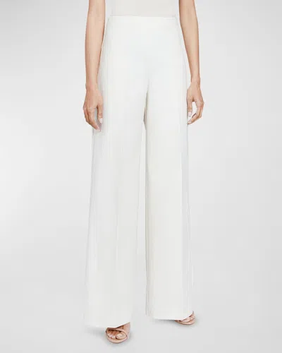 Santorelli Maggie High-rise Cotton Poplin Pants In Ivory