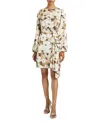 Santorelli Malia Floral Georgette Long Sleeve Dress In Orange