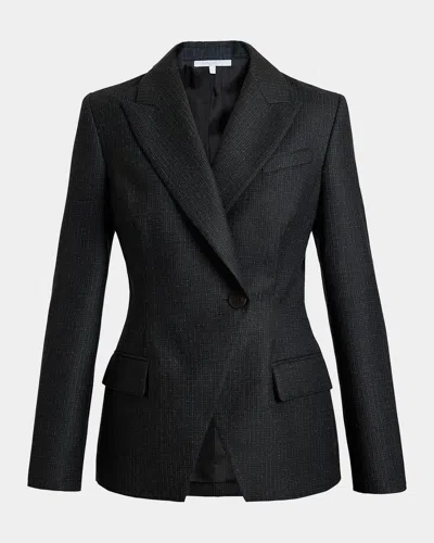 Santorelli Malli Metallic-check Virgin Wool Blazer In Black