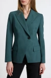 Santorelli Malli Single Button Wool Stretch Jacket In Green