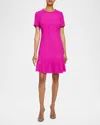 Santorelli Manta Fringe-trim Ruffle Tweed Mini Dress In Magenta