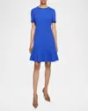 Santorelli Manta Fringe-trim Tweed Mini Dress In Violet Blue