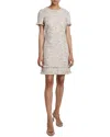 Santorelli Melania Fringe-trim Tweed Mini Dress In Gray