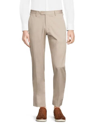 Santorelli Men's Flat Front Trousers In Taupe