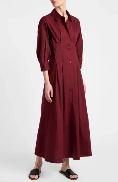 Santorelli Miley Midi Shirt Dress In Burgundy