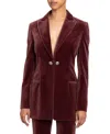 Santorelli Milli Long Velvet Jacket In Luxury Stretch Velvet In Red