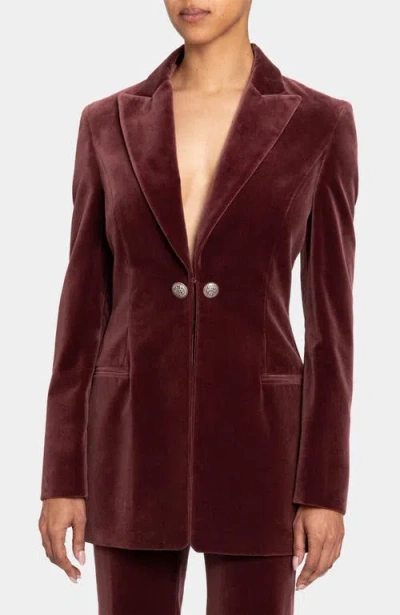 Santorelli Milli Long Velvet Jacket In Pink