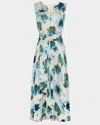 Santorelli Mira Sleeveless Floral-print Midi Dress In Aquamarine Multi