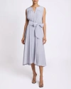 Santorelli Mira Sleeveless Midi Dress With Hi-lo Hemline In Cloud