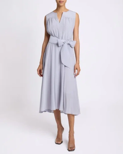 Santorelli Mira Sleeveless Midi Dress With Hi-lo Hemline In Cloud