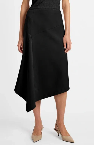 Santorelli Myna Asymmetrical Midi-length Skirt In Black