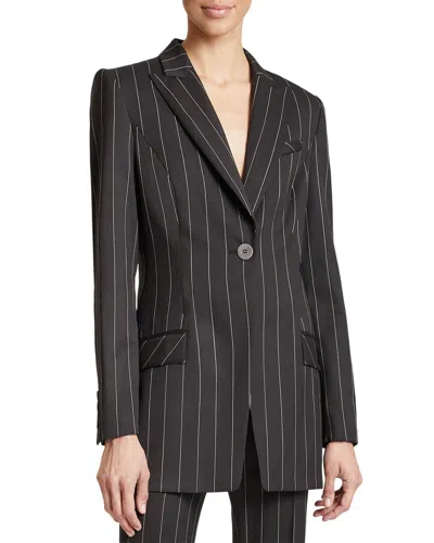 Santorelli Nelli Single Button Linen-blend Jacket In Gray