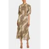 Santorelli Niki Mock Neck Midi Dress In Brown