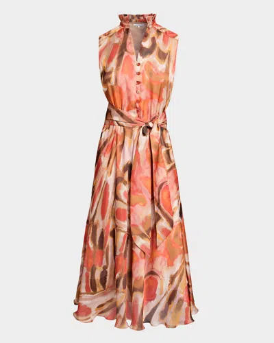 SANTORELLI NIRVA ABSTRACT-PRINT GEORGETTE MIDI DRESS