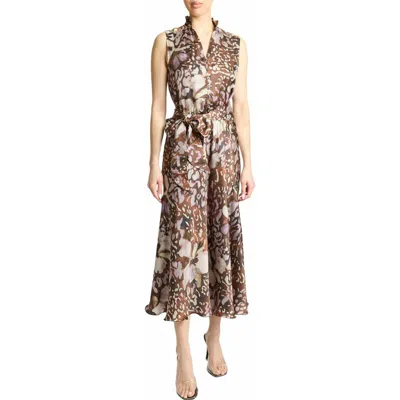 SANTORELLI SANTORELLI NIRVA SLEEVELESS RUFFLE-NECK MIDI DRESS