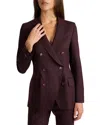 Santorelli Paco Double-breasted Six-button Jacket In Wool Stretch In Brown