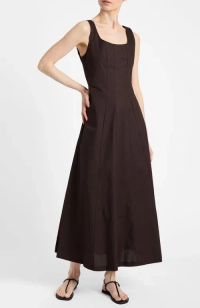 Santorelli Pagina Sleeveless Maxi Cotton Dress In Brown