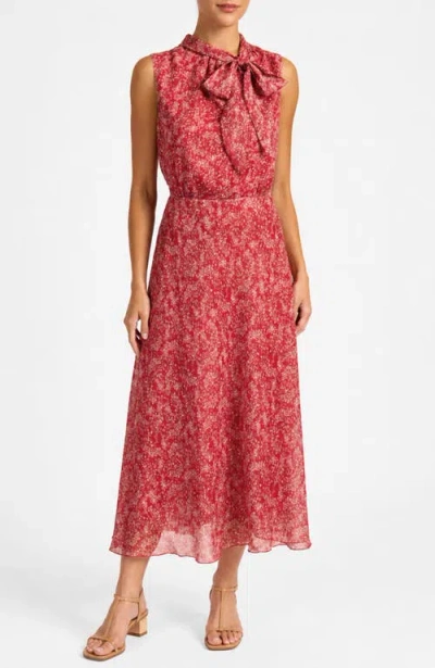 Santorelli Petra Sleeveless Mock Neck Midi Dress In Brown