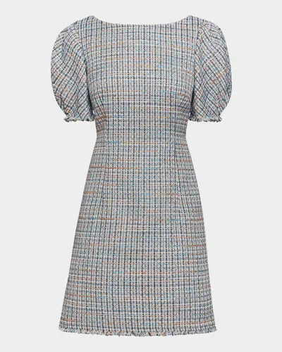 SANTORELLI PUFF-SLEEVE TWEED DRESS