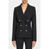 Santorelli Quinn Double Breasted Jacket In Virgin Wool Stretch In Black