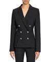 Santorelli Quinn Double Breasted Jacket In Virgin Wool Stretch In Black