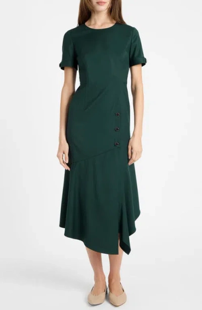 Santorelli Raine Short Sleeve Hi-lo Midi Dress In Animal Print