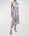 SANTORELLI REGANA PAISLEY-PRINT FAUX WRAP MIDI DRESS