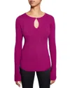 Santorelli Ribbed Keyhole Sweater In Magenta