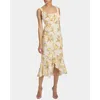 Santorelli Rina Sleeveless Hi Lo Dress In Floral Cotton Cloque