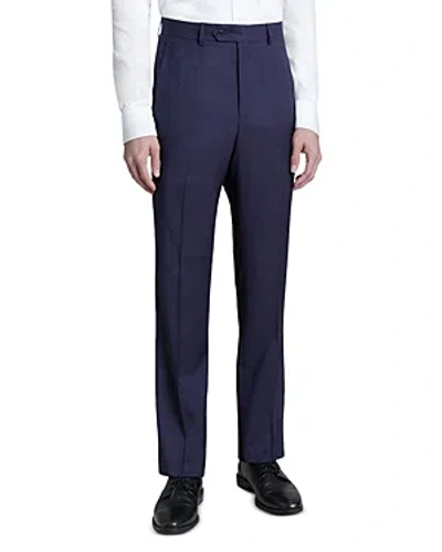 Santorelli Roma Broken Screen Regular Fit Dress Pants In Blue