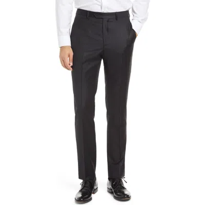 Santorelli Roma Flat Front Loro Piana Wool Serge Dress Pants In Black
