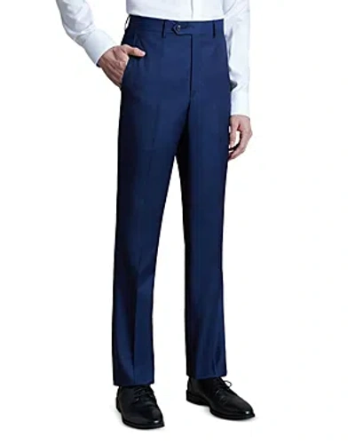 Santorelli Roma Mini Herringbone Regular Fit Dress Trousers In Blue