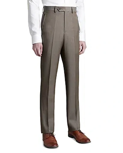 Santorelli Roma Mini Herringbone Regular Fit Dress Pants In Dark Tan