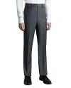 Santorelli Luxury Flat Front Wool Dress Pants In Grey