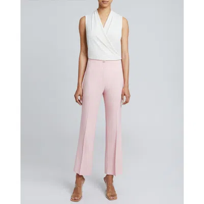 Santorelli Roma Straight Ankle Length Pant Solid Crepe In Petal Pink