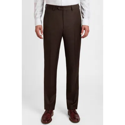 Santorelli Roma2 Super 130's Bi-stretch Wool Trousers In Brown
