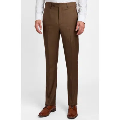 Santorelli Roma2 Super 130's Bi-stretch Wool Trousers In Brown