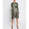Santorelli Roni Long Sleeve Knee Length Ombre Polka Dot Flared Dress In Deep Sage