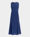 Santorelli Rosalia Sleeveless Midi Dress In Silk Crepe De Chine