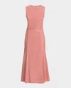Santorelli Rosalia Sleeveless Midi Dress In Silk Crepe De Chine In Pink