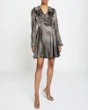 Santorelli Roxy Long Sleeve Ruffled Dress In Deep Sage