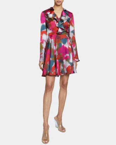 Santorelli Roxy Long Sleeve Ruffled Dress In Multi