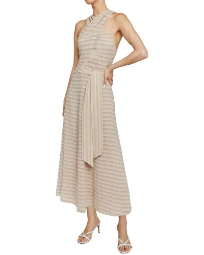 Santorelli Rudi Midi Halter Dress In Beige
