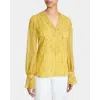 Santorelli Rue Long Sleeve Blouse With Ruffled Cuffs