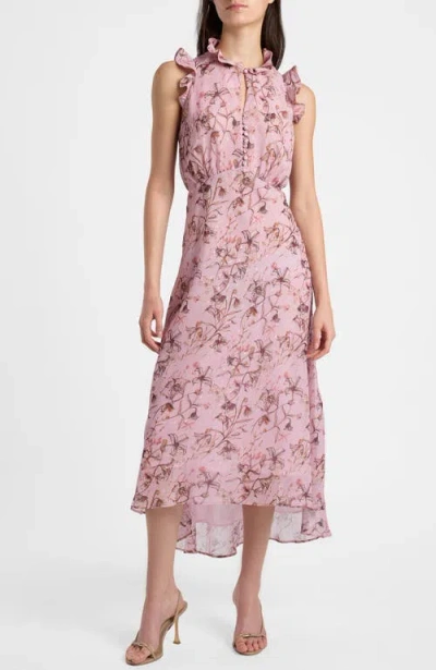 Santorelli Sasha High-low Dress In Floral Georgette In Pink