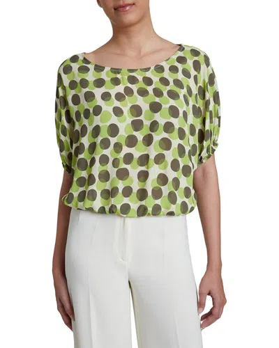 Santorelli Scoop Neck Short Top Relaxed Blouse In Green