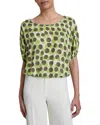 Santorelli Scoop Neck Short Top Relaxed Blouse In Multi