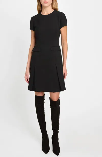 Santorelli Seila A-line Knee-length Dress In Fluid Crepe In Black